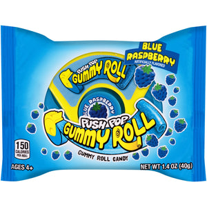 Push Pop Gummy Roll Gummy Candy in Assorted Flavors, Strawberry, Blue Raspberry, Watermelon, and Berry Blast